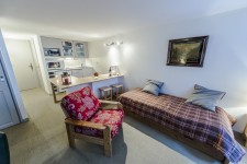 View of the kitchen in the french apartment in val d'isere